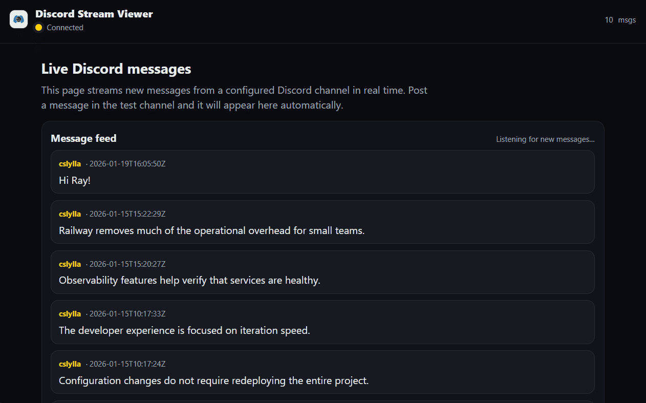 Discord Stream Viewer (Full Stack Integration)